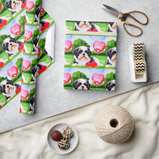 Voorheen de Waterverf van Shih Tzu Cadeaupapier (Crafts)