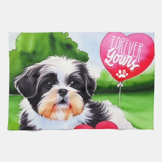 Voorheen de Waterverf van Shih Tzu Theedoek (Horizontaal)