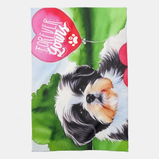 Voorheen de Waterverf van Shih Tzu Theedoek (Verticaal)