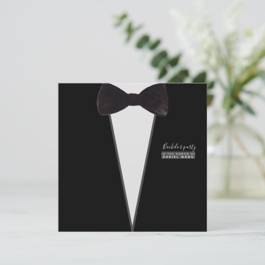 voorhem-tuxedo-stropdas-feest-bachelorparty kaart (Staand voorkant)