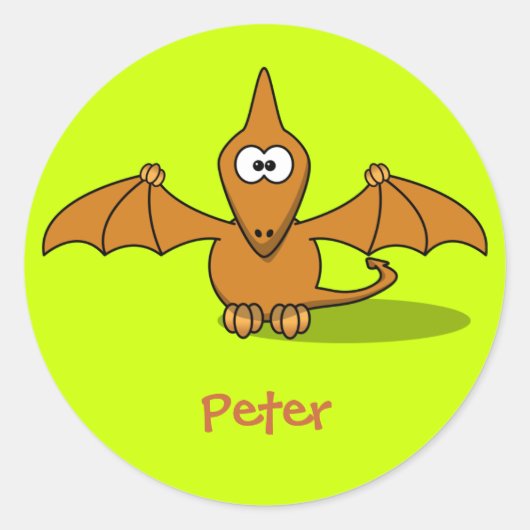 Voorhistorische pterodactylus ronde sticker (Voorkant)