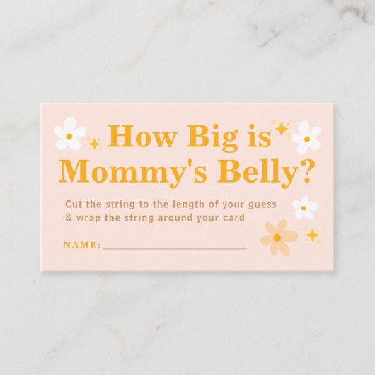 Voorjaar Baby shower Hoe groot is mama's buik spel Informatiekaartje (Voorkant)