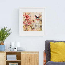  VOORJAAR BLOEM en VOGEL Poster