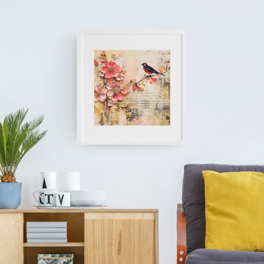  VOORJAAR BLOEM en VOGEL Poster