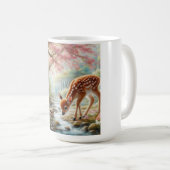 Voorjaar bossen met eend en fawn/hert koffiemok (Voorkant rechts)