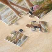 Voorjaar bossen met eend en fawn/hert legpuzzel (Zijkant)