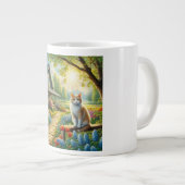 Voorjaar huisje/tuin & kat grote koffiekop (Voorkant rechts)