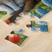 Voorjaar huisje/tuin & kat legpuzzel (Zijkant)