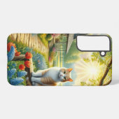 Voorjaar huisje/tuin & kat samsung galaxy hoesje (Achterkant horizontaal)