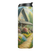 Voorjaar huisje/tuin & kat thermosbeker (Gedraaid links)