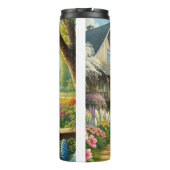 Voorjaar huisje/tuin & kat thermosbeker (Achterkant)