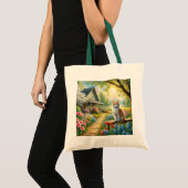 Voorjaar huisje/tuin & kat tote bag (Voorkant (product))