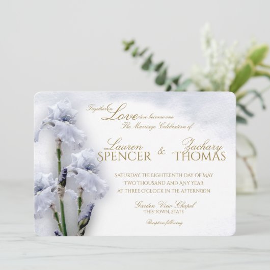 Voorjaar Iris Garden Wedding Kaart (Staand voorkant)