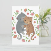 Voorjaar katten en bloemen illustratie kaart (Staand voorkant)
