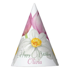 Voorjaar Kleurrijke Bloem Kids Verjaardag Feesthoedjes