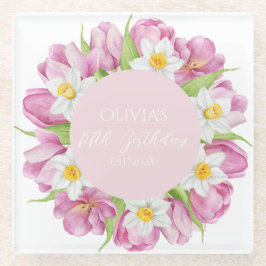 Voorjaar Kleurrijke Bloem Kids Verjaardag Glazen Onderzetter