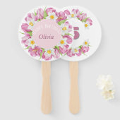 Voorjaar Kleurrijke Bloem Kids Verjaardag Handwaaier (Voorkant en achterkant)