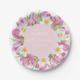Voorjaar Kleurrijke Bloem Kids Verjaardag Papieren Bordje