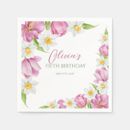 Voorjaar Kleurrijke Bloem Kids Verjaardag Servet