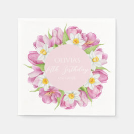 Voorjaar Kleurrijke Bloem Kids Verjaardag Servet