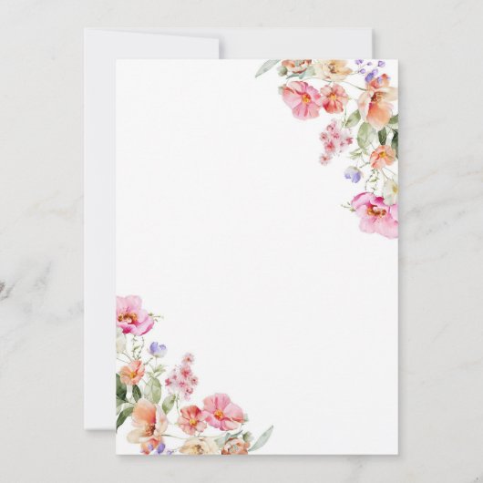 Voorjaar kleurrijke bloemenbruiloft kaart (Achterkant)