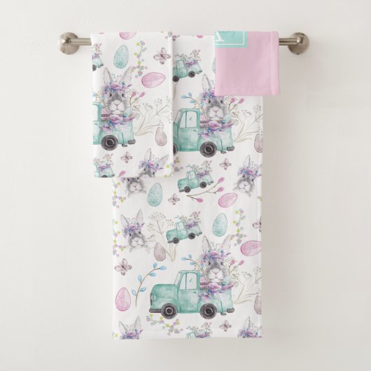 Voorjaar Pasen Gepersonaliseerde Waterverf Element Bad Handdoek (Insitu)