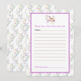 Voorjaar Schattige Vogel Baby shower advieslijst Kaart
