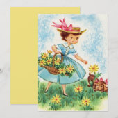  voorjaar, schopende bloemen feestdagenkaart (Voorkant / Achterkant)