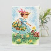  voorjaar, schopende bloemen feestdagenkaart (Staand voorkant)