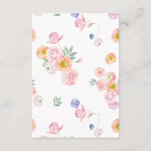 Voorjaar Waterverf Bloemen Details Huwelijk Informatiekaartje (Achterkant)