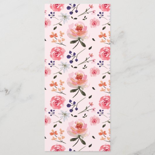 Voorjaar Waterverf bloemen Moederdag Menu (Achterkant)