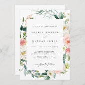 Voorjaar Waterverf Bloemenbruiloft Uitnodiging (Voorkant / Achterkant)