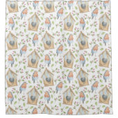 Voorjaar waterverf vogelstand douchegordijn (Voorkant)