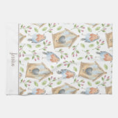 Voorjaar waterverf vogelstand theedoek (Horizontaal)