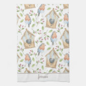 Voorjaar waterverf vogelstand theedoek (Verticaal)