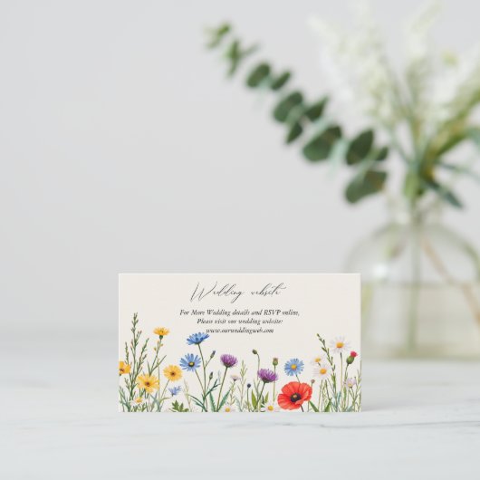 Voorjaar Wild Flower Meadow Wedding Website Informatiekaartje (Staand voorkant)
