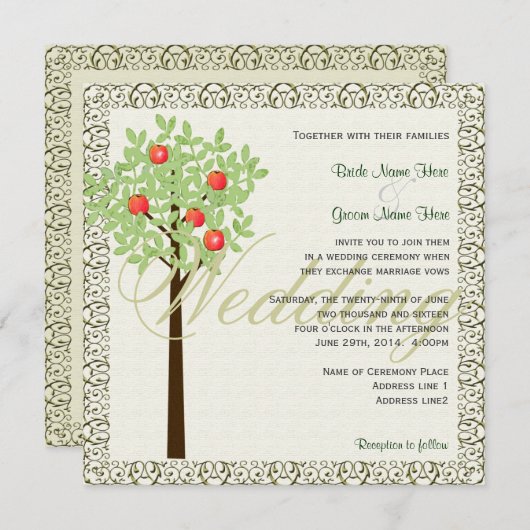 Voorjaar, zomertrouwuitnodigingen. kaart (Voorkant / Achterkant)