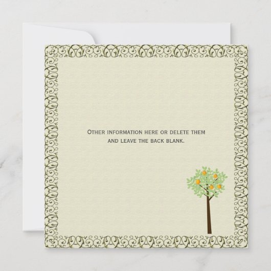 Voorjaar, zomertrouwuitnodigingen. kaart (Achterkant)