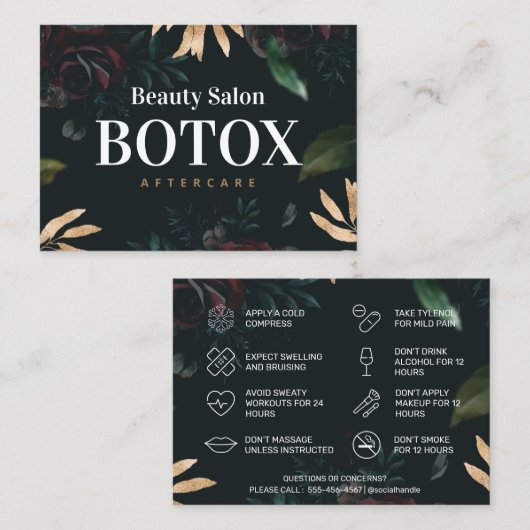 Voorjaars Botox nazorginstructies Visitekaartje (Voorkant / Achterkant)