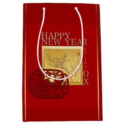 Voorjaars Chinese Ox Nieuwjaar 2021 Middelgrote Gi Medium Cadeauzakje (Voorkant)