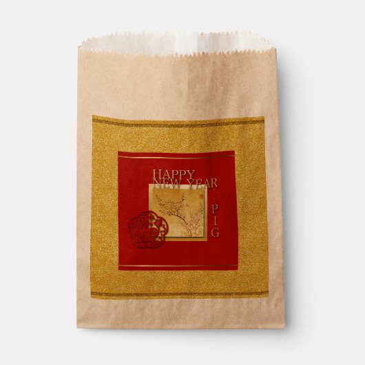 Voorjaars-Chinese Varkens Nieuwjaar 2019 Favor Bag Bedankzakje (Voorkant)