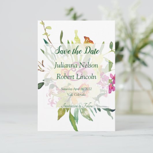 Voorjaars daffodil bouquet sparen de datumuitnodig kaart (Staand voorkant)