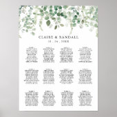 Voorjaars Eucalyptus Greenery Wedding Seding Chart Poster (Voorkant)