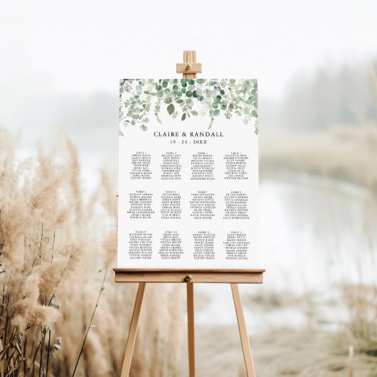 Voorjaars Eucalyptus Greenery Wedding Seding Chart Poster