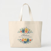 Voorjaars Floral Moderne Persoonlijke Naam | Wedde Grote Tote Bag (Voorkant)
