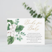 Voorjaars gouden witte florale boeken voor baby informatiekaartje (Staand voorkant)
