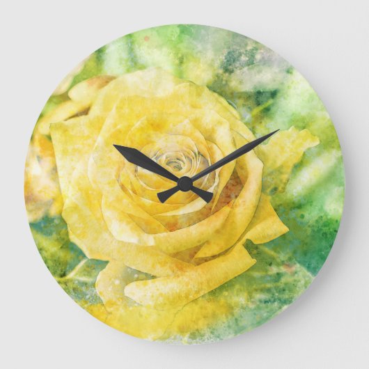 Voorjaars morning Gele roos in pasteelWaterverf Grote Klok (Voorkant)