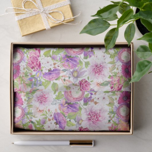 Voorjaars Ranunculus en Roos Tissuepapier (Geschenk)