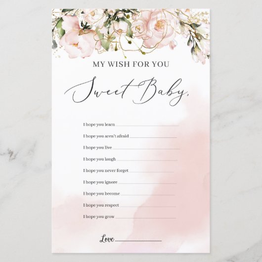 Voorjaars roze wensen voor de baby game (Voorkant)