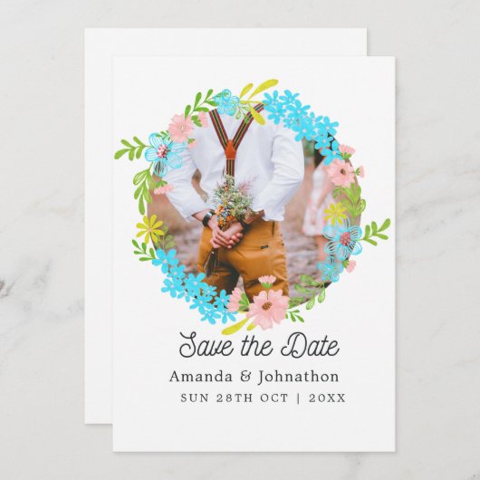 Voorjaars verjaardag sparen de datum save the date (Voorkant / Achterkant)